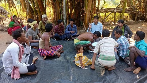 Villagers with administration officials. Photo: Barna Baibhaba Panda