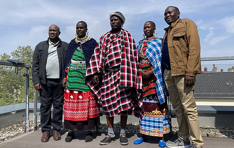 Joseph Oleshangay (Far right) and Noorkishili Nakero Naing’isa (Next to Joseph) with other members of the delegation at the start of the tour. Photo: Fian