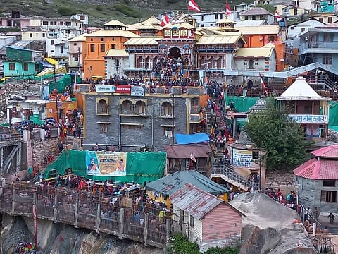 Structures with a 75-metre radius of the Badrinath Temple are being demolished. Photo: Hridayesh Joshi