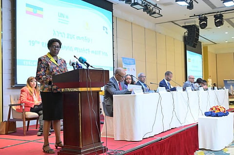 Elizabeth Maruma Mrema speaking at the African Ministerial Conference on Environment ministerial segment August 17, 2023. Photo: Elizabeth M Mrema (@mremae) / X