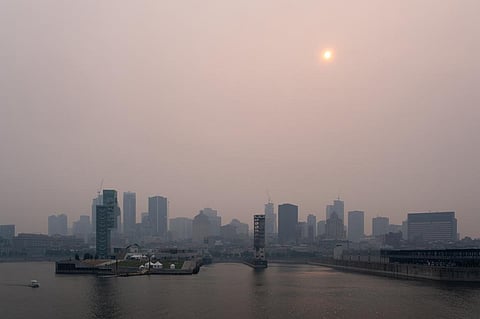 Montreal downtown in the smoke of Canadian forest fires on June 24, 2023. Photo: iStock