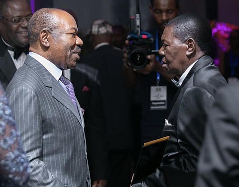Ali Bongo (left). Photo: @PresidentABO / Twitter
