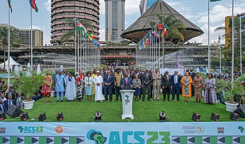 Kenyan President William Ruto speaking at the end of the Africa Climate Summit 2023. Photo: @WilliamsRuto / X, formerly known as Twitter