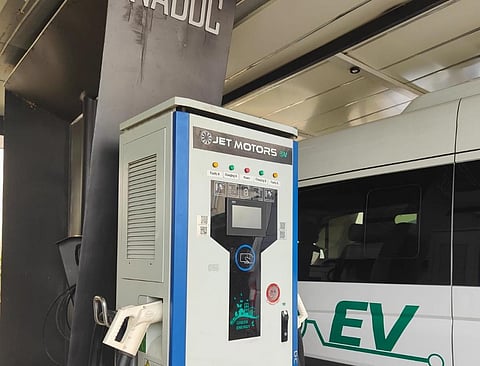 A solar charger and EV mini electric bus in the office of NADDC in Nigeria. Photo: Anumita Roychowdhury / CSE

