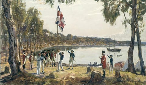 Illustration: The Founding of Australia. By Capt. Arthur Phillip R.N. Sydney Cove, Jan. 26th 1788. Credit: Wikimedia Commons