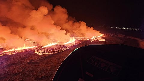A photo of the eruption near Grindvaik. Credit: @Vedurstofan / X