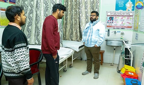 Rourkela Additional District Magistrate Shubhakar Mohapatra visits various health and healing centres in the city on December 21. Photo: @RourkelaMC / X
