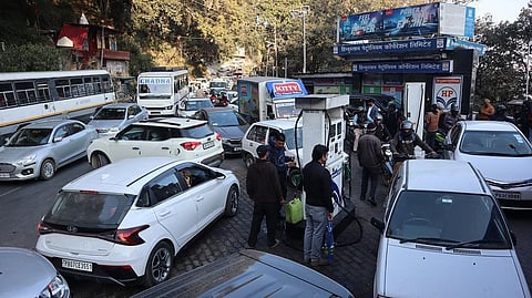 The number of petrol and diesel vehicles is increasing in Shimla. Photo: Rohit Prashar