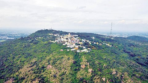 Chamundeswari temple is situated on the top of Chamundi Hill. Photo: Coovercolly Indresh