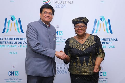 WTO Director-General Ngozi Okonjo-Iweala with Union Minister of Commerce and Industry Piyush Goyal at MC13 being held in Abu Dhabi. Photo: @NOIweala / X (formerly Twitter)
