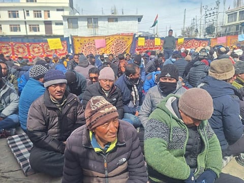 The protesting workers. Photo: Author provided