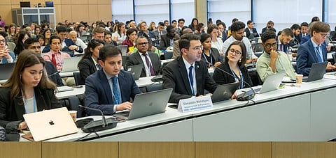 Elmaddin Mehdiyev, finance team leader of the incoming COP 29 presidency, addresses TED 10 at Bonn. 