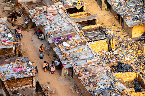 A slum in Delhi home to daily-wage workers.