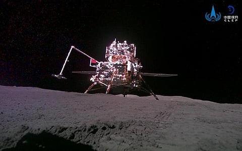 A mini rover released from Chang'e-6 probe on the Moon's surface.
