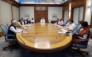 Prime Minister Narendra Modi chairs a review meeting on the disaster preparedness for Cyclone Remal. 