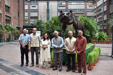 Dipankar Ghose, Senior Director - Biodiversity Conservation, WWF-India (Second from left); Latika Nath, author, photographer and wildlife conservationist; Ravi Singh, Secretary General and CEO of WWF-India; SP Yadav, International Big Cat Alliance head; Gopal Namjoshi