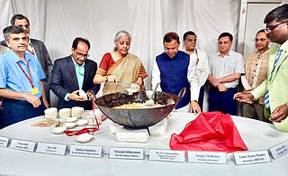 The customary Halwa ceremony in the presence of Union Minister for Finance and Corporate Affairs, Nirmala Sitharaman.