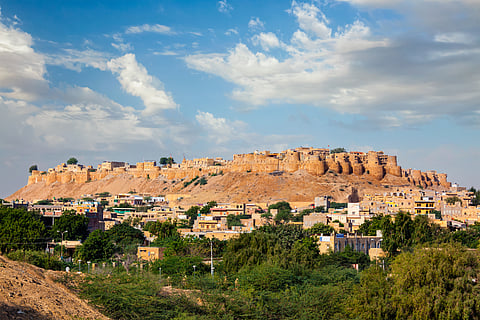 Heavy rainfall in Jaisalmer is transforming the desert landscape. 