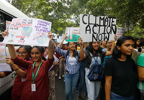 Hundreds of students and adults participated in a protest march organised for climate change in New Delhi in 2019