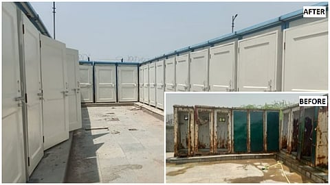 Community toilets at Shahbad Dairy before and after