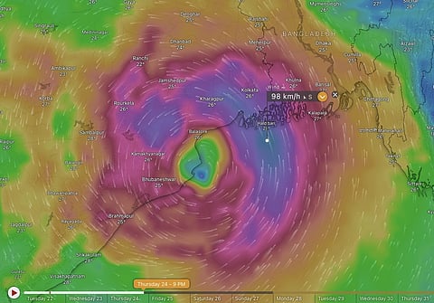 Cyclone Dana landfall time & place remain unclear, indequate subsurface temperature monitoring may be reason
