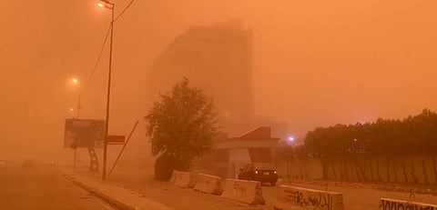 A screengrab from videos circulating on social media showing the impact of the sandstorm in Iraq.