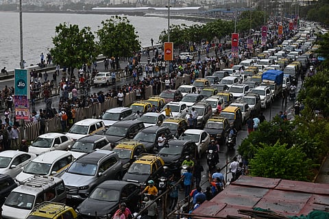 Choked marine drive in Mumbai.