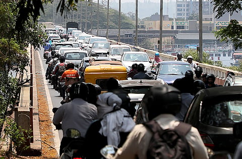 Gridlock on Mandovi Bridge in Panaji.