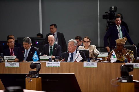 UN Secretary-General António Guterres  at the 17th BRICS summit session.