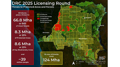Map showing threatened areas in DRC