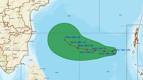 Forecast track of low-pressure area over southeast Bay of Bengal 