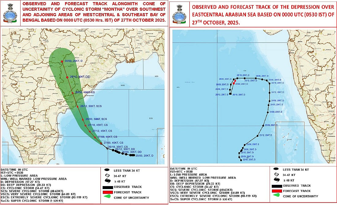 Cyclone Montha Alert: Twin Cyclonic Systems Threaten North Indian Ocean
