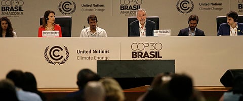 COP30 President Andre Correa do Lago during a plenary meeting at the 30th Conference of the Parties (COP30). 