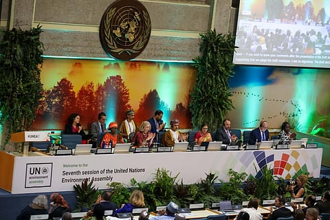 A view of the dais during the closing plenary.