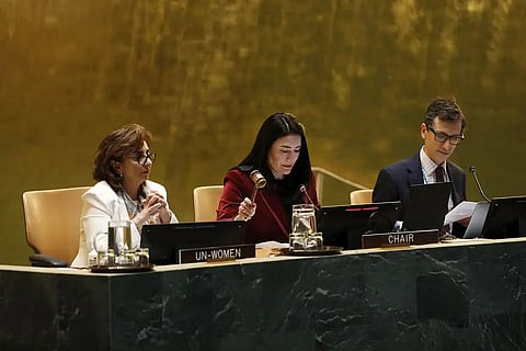 Permanent Representative of Costa Rica to the United Nations and CSW70 Chair Maritza Chan Valverde gavels the adoption of the Agreed Conclusions.