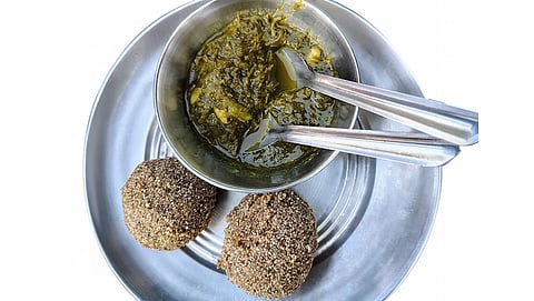 ‘Lakhori Bhaji ki Sabji’ served with millet laddoos