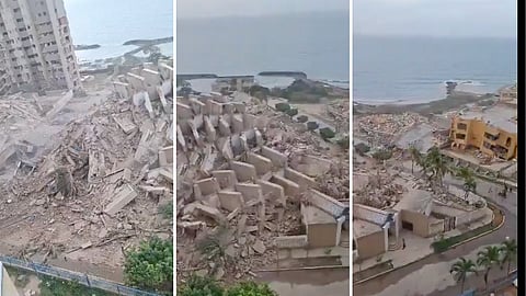 Screengrab from videos showing the destruction in Venezuela following the double earthquakes. 