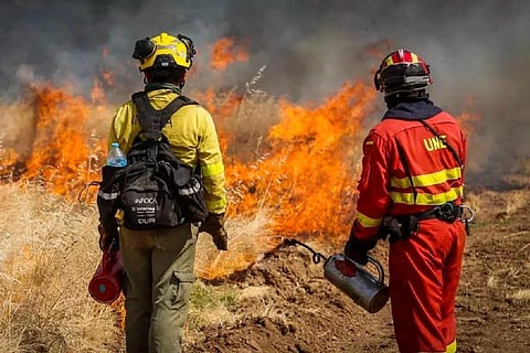 The most severe fires are currently affecting central and eastern Spain and south-western France.