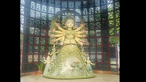 An idol made using natural materials and colours