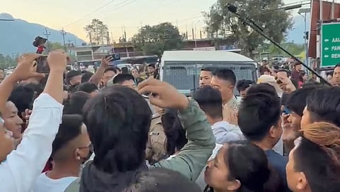 Protest against the Siang Upper Multipurpose Project (SUMP) before clashes erupted on October 23