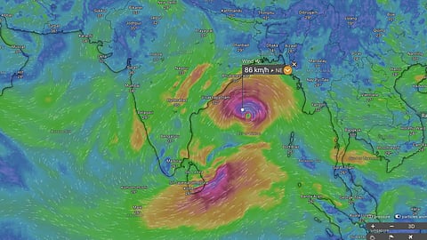 Interaction of Cyclone Arnab with low pressure.
