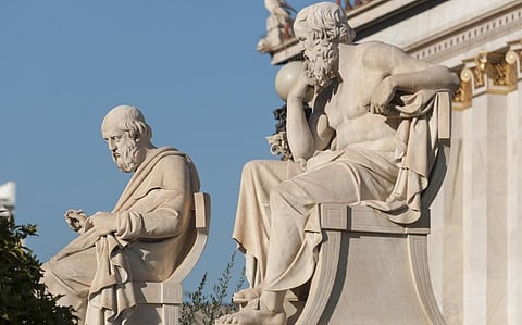 Statues of Plato (Left) and Socrates (Right). Photo: iStock