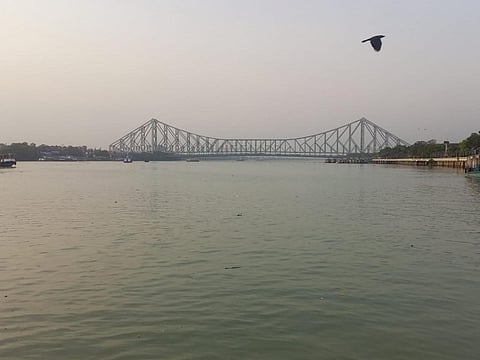 Howrah Bridge in Kolkata at dusk during the recent heatwave. Photo: Jayanta Basu