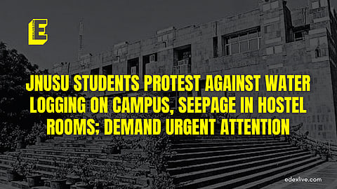 JNUSU protest against water logging on campus