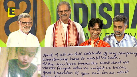 Tarun at OLF, a few lines from his winning poem and Tarun, when he was a baby