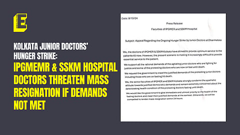 Kolkata Junior Doctors’ hunger strike: IPGMEMR & SSKM hospital doctors threaten mass resignation if demands not met