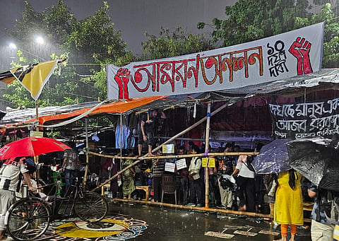Scenes from the protests site