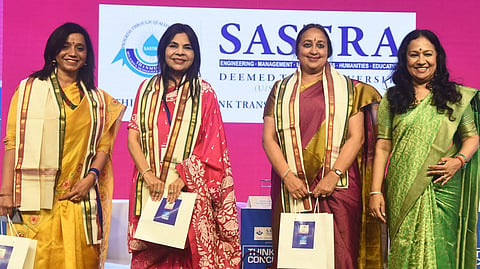 Geeta Jayanth, Head, Chaman Bhartiya School, Dr Jayshree Periwal, Chairperson, Jayshree Periwal Group of Schools, Jaipur, and Padmini Sambasivam, Principal, Shiv Nadar School, in conversation with Kaveree Bamzai 