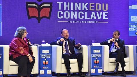 Prof Himanshu Rai, Director, IIM Indore and Dr Suresh Ramanathan, Dean & Principal, Great Lakes Institute of Management in a session chaired by Kaveree Bamza, Senior Journalist at ThinkEdu Conclave 2025 on January 25. 