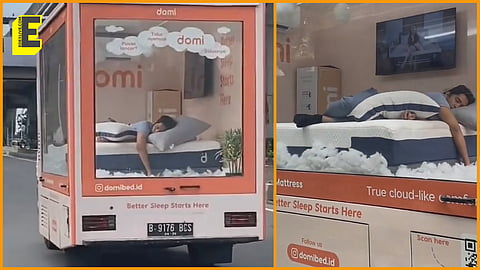 The display truck, designed like a cosy bedroom, drew envious and hilarious reactions from netizens across the country

